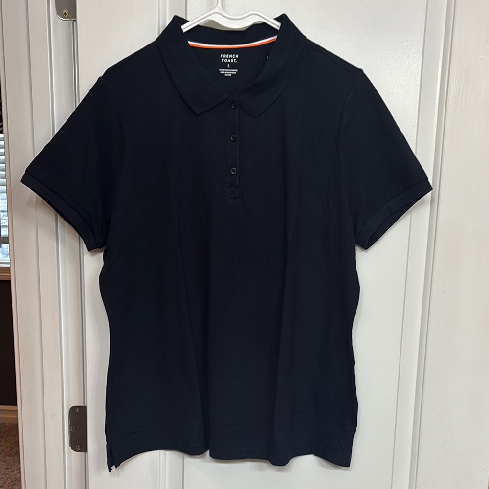 French Toast Women’s Black Polo Classic Top Size Large